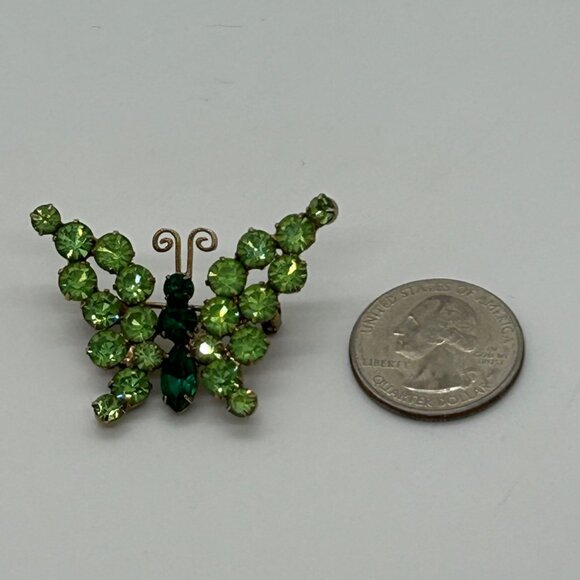 Vintage Juliana Butterfly Brooch D&E Rhinestone UV Glow 1960s Mid Century Insect - Picture 5 of 11